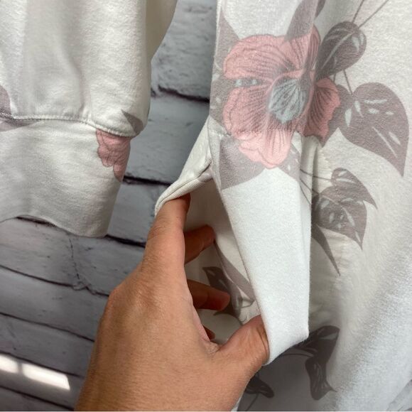 Miss Elaine Sweatshirt SZ PS Zipper Robe Pink Gray Floral Print House Dress Mumu - Picture 8 of 13